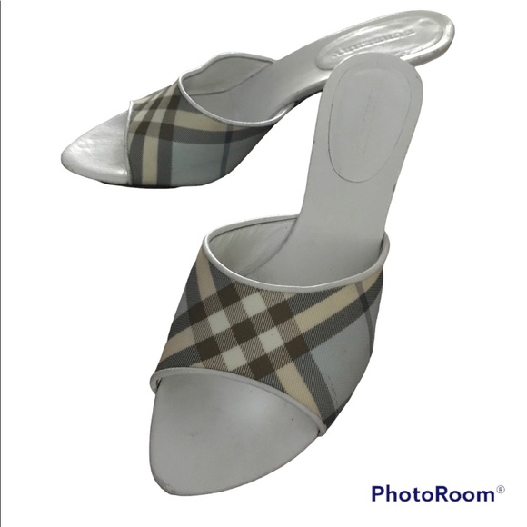 Rare Burberry Vintage NOVA Plaid Heeled Mules - Picture 1 of 10